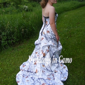 CAMO WEDDING dress+corset back with PICKUPS all sizes