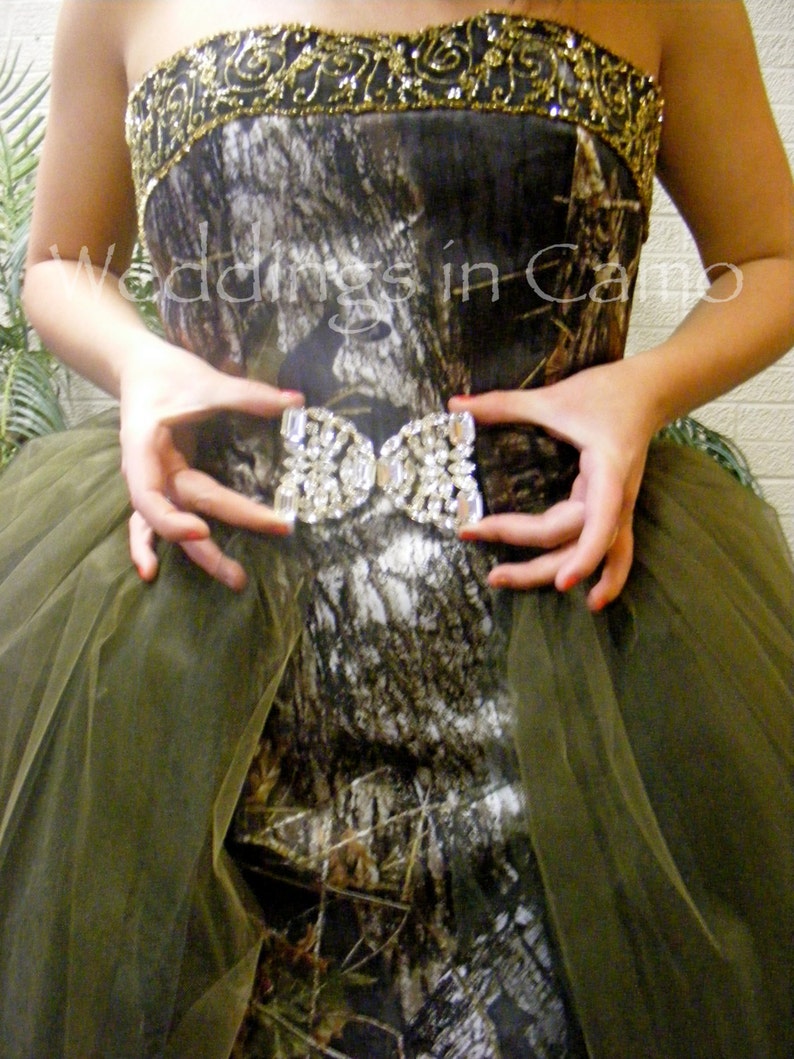 SHORT CAMO beaded dress with optional tulle skirt image 2