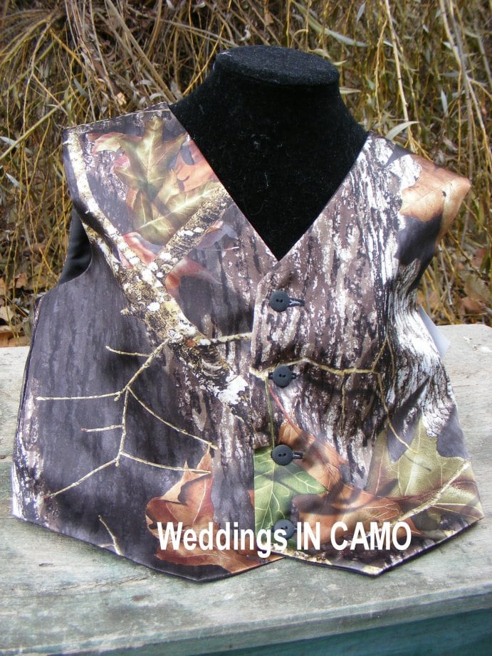 BOYS CAMO Vest+Mossy Oak Winter+Snowfall+22 camo colors ALL Custom Made