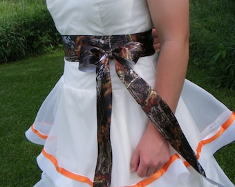 CAMO RIBBON sash add to WEDDING dress Mossy Oak ribbon