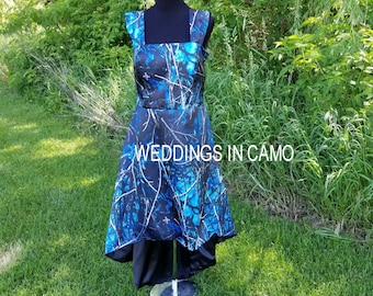 blue camo bridesmaid dresses Mossy Oak CAMO flower girl dress in Satin with sash  Weddings in Camo