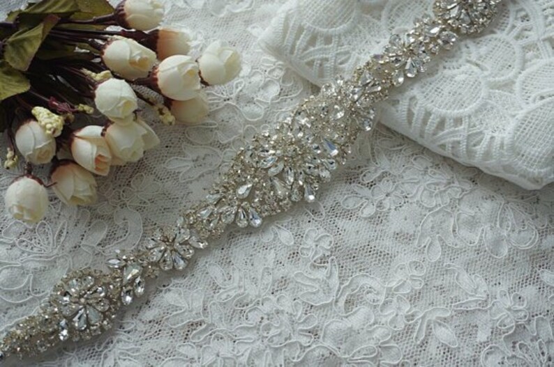 CAMO sash RHINESTONE and pearls for your WEDDING dress