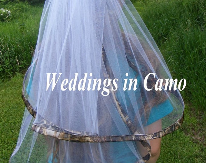 CAMO Veil TWO Layer camo ribbon trimmed