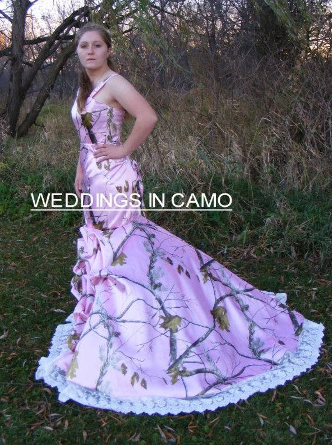 CAMO dress with pickups zipper or CORSET back wedding dress image 1