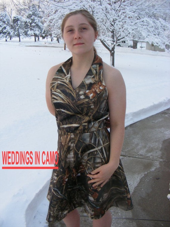 SHORT CAMO Bridesmaid with One Shoulder top+GREAT for plus sizes Available in fourteen colors
