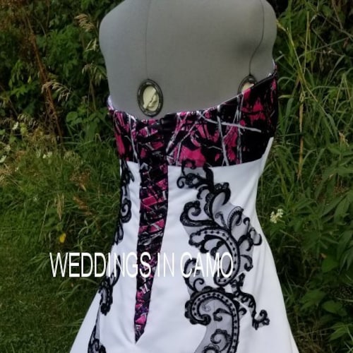 CAMO wedding dress CORSET back with pickups SIZES 16 to 28