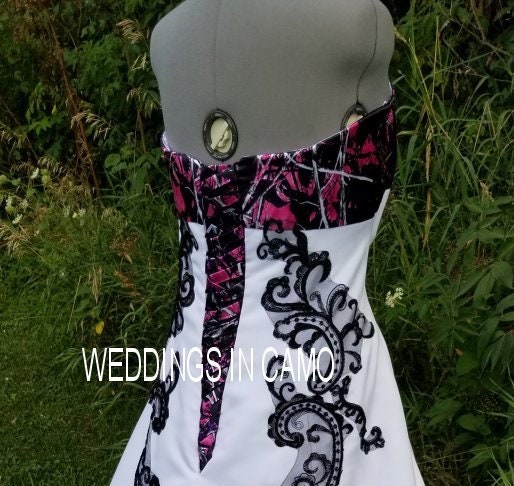 pink camo formal dress Pink Camo Wedding Dresses Sleeveless Sweetheart Lace Up Camouflage main image 1