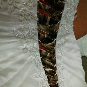 CAMO Ribbon Ties+Camo CORSET Ties  with Accent colors to add to your Traditional wedding dress