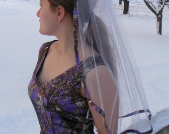 CAMO Ribbon Single Layer ALL Camo COLORS Trimmed Veil