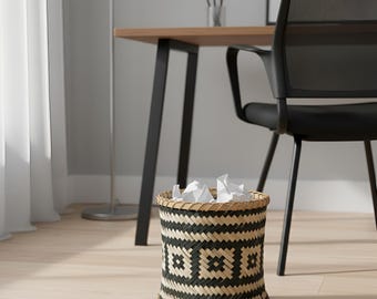 Cesta de papel de ratán estampada: 29 cm de alto x 28 cm de ancho