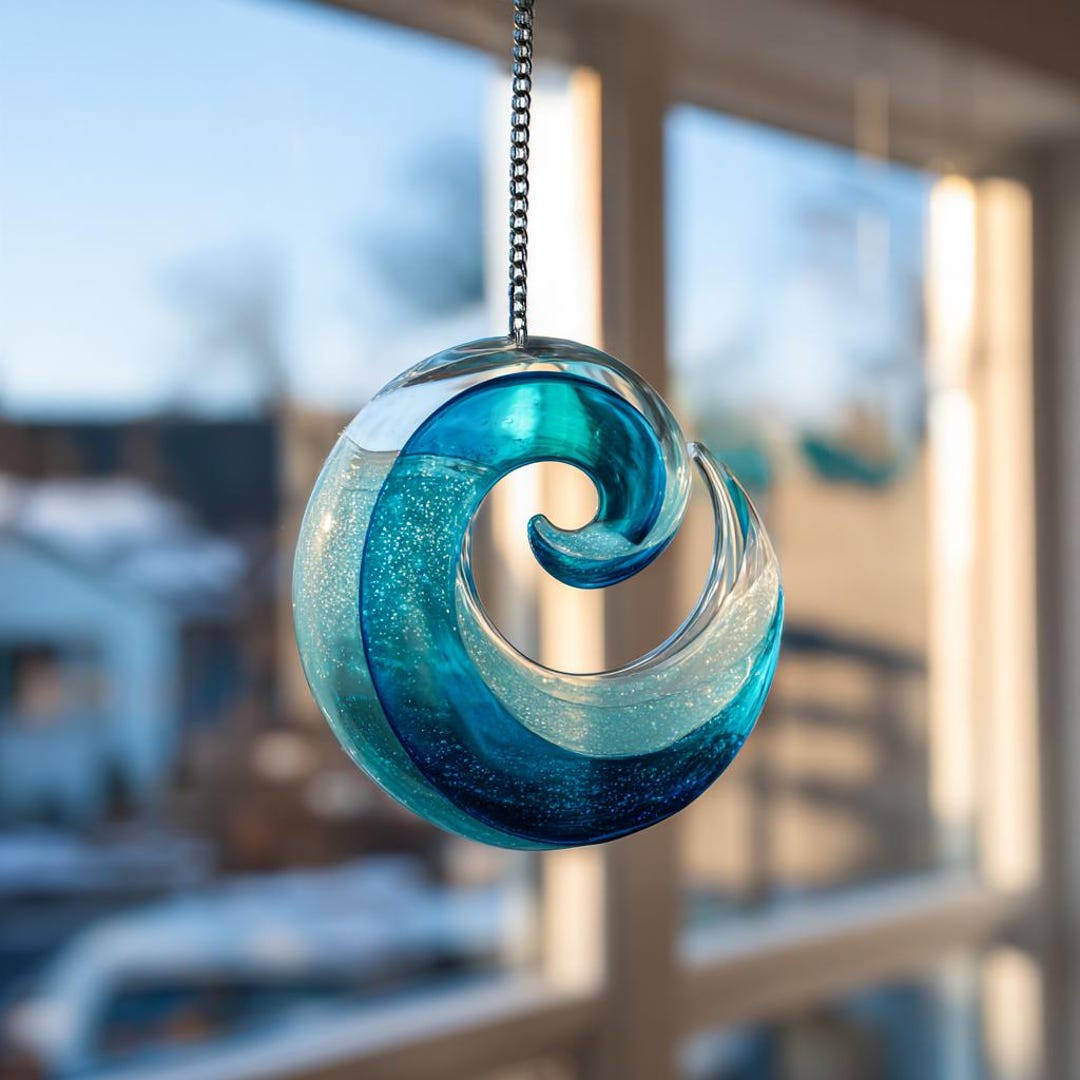 Sun Catching Device Spiral Wave Acrylic Suncatcher for Window, Coastal Style Home Decor ...