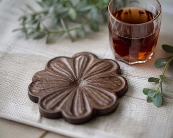 Modern Organic Wood Coaster Set Handmade Decor for Home