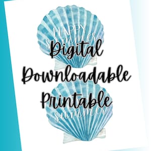 Blue Shell glücklich Sommer Geschenkanhänger — Druckbare digitaler Download