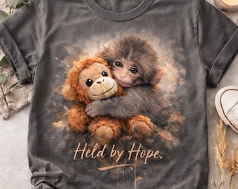 Punch Monkey Shirt, Held By Hope Monkey Tee, Cute Monkey Gift Shirt