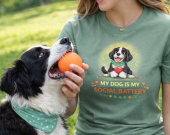 Dog Lover T-Shirt: Is My Social Battery, Introvert Tee
