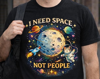 I Need Space Cat Sweatshirt, Funny Galaxy Tee, Introvert Valentine Gift