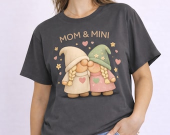 Mom & Mini Gnome T-Shirt, Comfort Colors Mother Daughter Tee