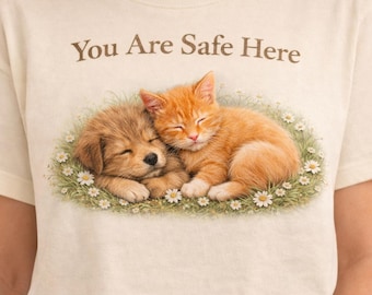 T-shirt soutien émotionnel, haut à motif chiot chaton, cadeau pour amoureux des animaux de compagnie