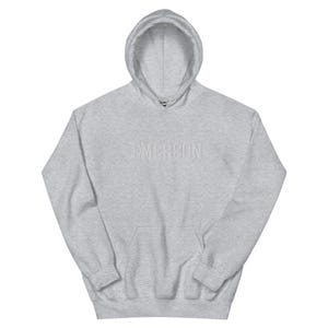Emerson College Embroidered Hoodie Hooded Sweatshirt Crewneck, Vintage Sweater Stitching Varsity Embroidery