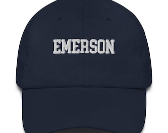 Gorra unisex con diseño universitario bordado de Emerson College, gorra universitaria Snapback