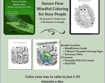 Nature Flow Kleurplaten | PDF-bundel stressverlichting natuur (afdrukbaar, iPad, procreate)