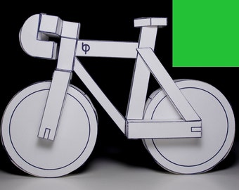 Low Poly GREEN paperbikes v2 - fixed / road paper bike - papercraft bicycle model kit