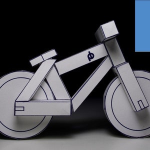 BLUE paperbikes v1 papercraft bike paper model kit mountain bicycle image 3