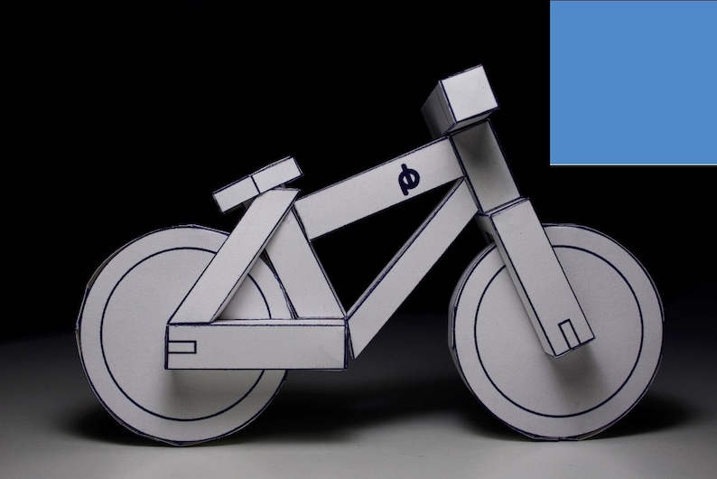 BLUE paperbikes v1 papercraft bike paper model kit mountain bicycle image 3