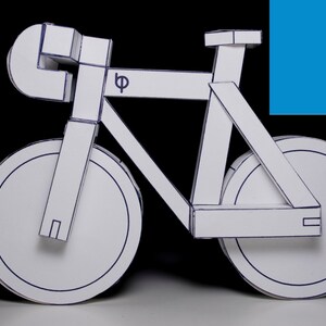 bicycle papercraft - BLUE paperbikes v2 - fixed gear paper bike