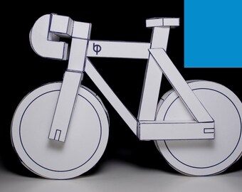 bicycle papercraft - BLUE paperbikes v2 - fixed gear paper bike