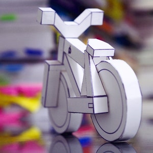 BLUE paperbikes v1 papercraft bike paper model kit mountain bicycle image 2