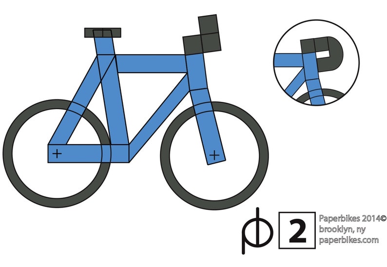 3d papercraft BLUE paperbikes v2 fixed gear paper bike image 4