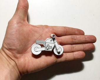 paperbikes M2 POSTCARD white/black/grey/green - PAPERCRAFT model! Perfect Holiday Gift for a Moto Lover!