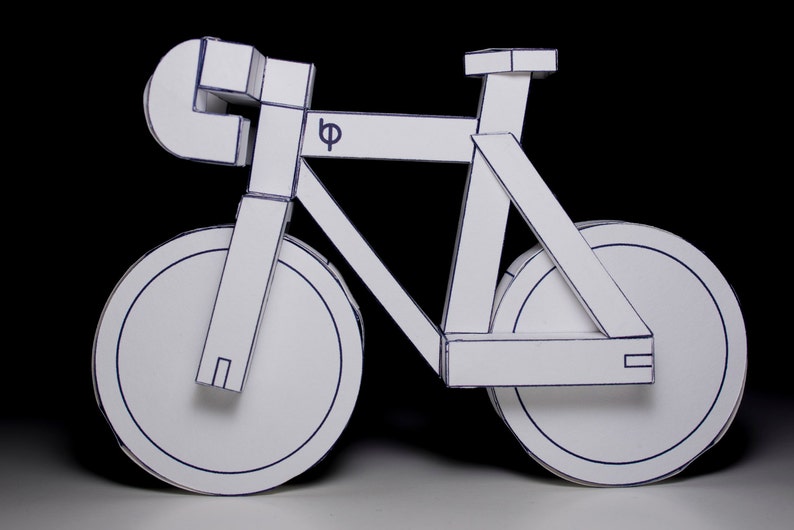 Low Poly 3d papercraft paperbikes v2 PDF fixed gear paper bicycle model kit image 3