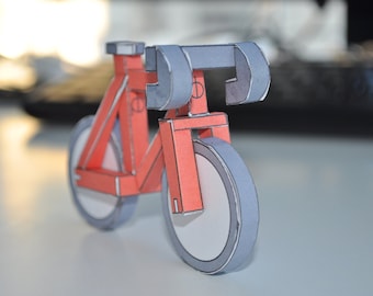 RED paperbikes v2 - Fixed gear paper bike - papercraft bicycle model kit