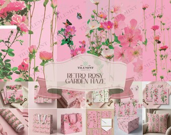 Rosa Florale Nahtlose Muster, Vintage Botanischer Garten, für Papier, Stoff und Home Decor Design