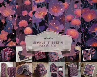 Ethereal Floral Pattern Bundle, leuchtende Rosen, himmlische Wildblumen, für Papier- und Stoffdesigns