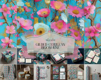 Rosa Blaue Goldfolien-Muster-Bündel für Papier-, Stoff- und Wohndekor-Designs