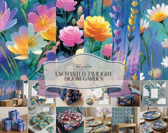Paket mit floralen Mustern, impressionistisch, für Papier-, Stoff- und Wohndekor-Designs