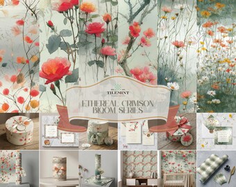 Aquarell Blumenmuster Bundle, Vintage Rose Botanische, für Papier, Stoff und Wohnkultur-Designs