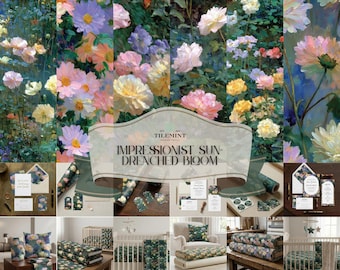 Impressionistische Blumen-Ölgemälde-Musterpaket für Papier-/ Stoffkunst und Wohndekor
