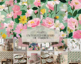 Spring Blossom Patterns Bundle, Vintage Garden Rosen, für Papier-, Stoff- und Wohndekor-Designs