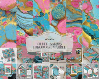 Chinoiserie-Marmor, nahtlose Blumenmuster für Papier-, Stoff- und Wohndekor-Designs