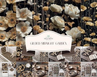 Luxus-Gold-Perle Florales nahtloses Muster-Bundle für Papier, Stoff und Wohnkultur-Design