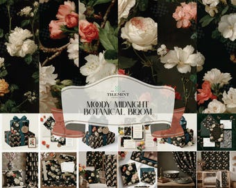 Paket mit 'dunkel botanischen Mustern' für Papier- und Wohndekor-Designs