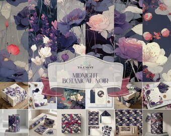 Dark Floral Pattern Bundle, Gothic Rosen, für Papier, Stoff und Home Dekor Designs