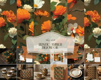 Orange Rosen Ölfarben Muster für Papier, Stoff und Wohndekor Designs