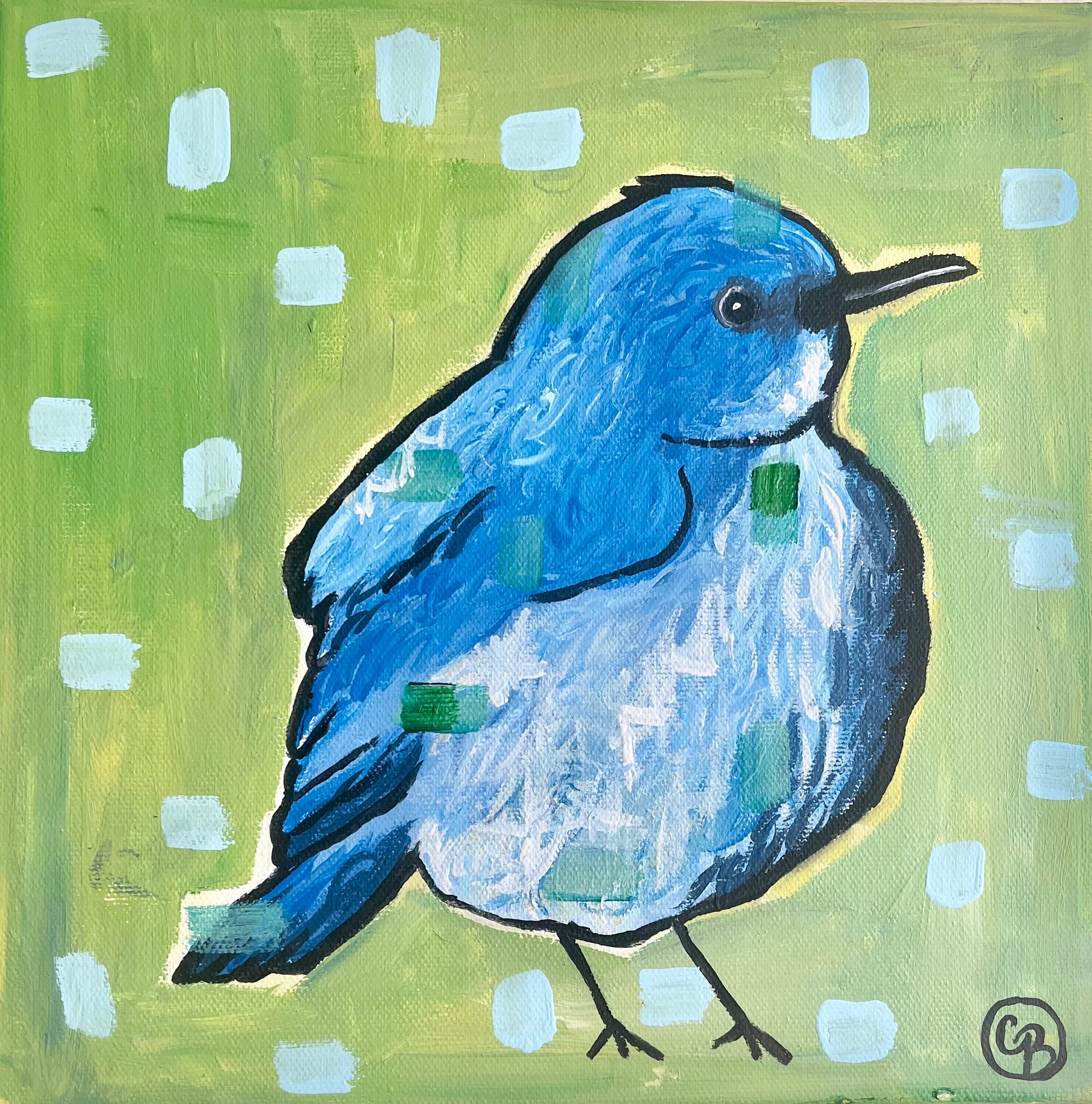 Original Cute Abstract Bluebird - Etsy