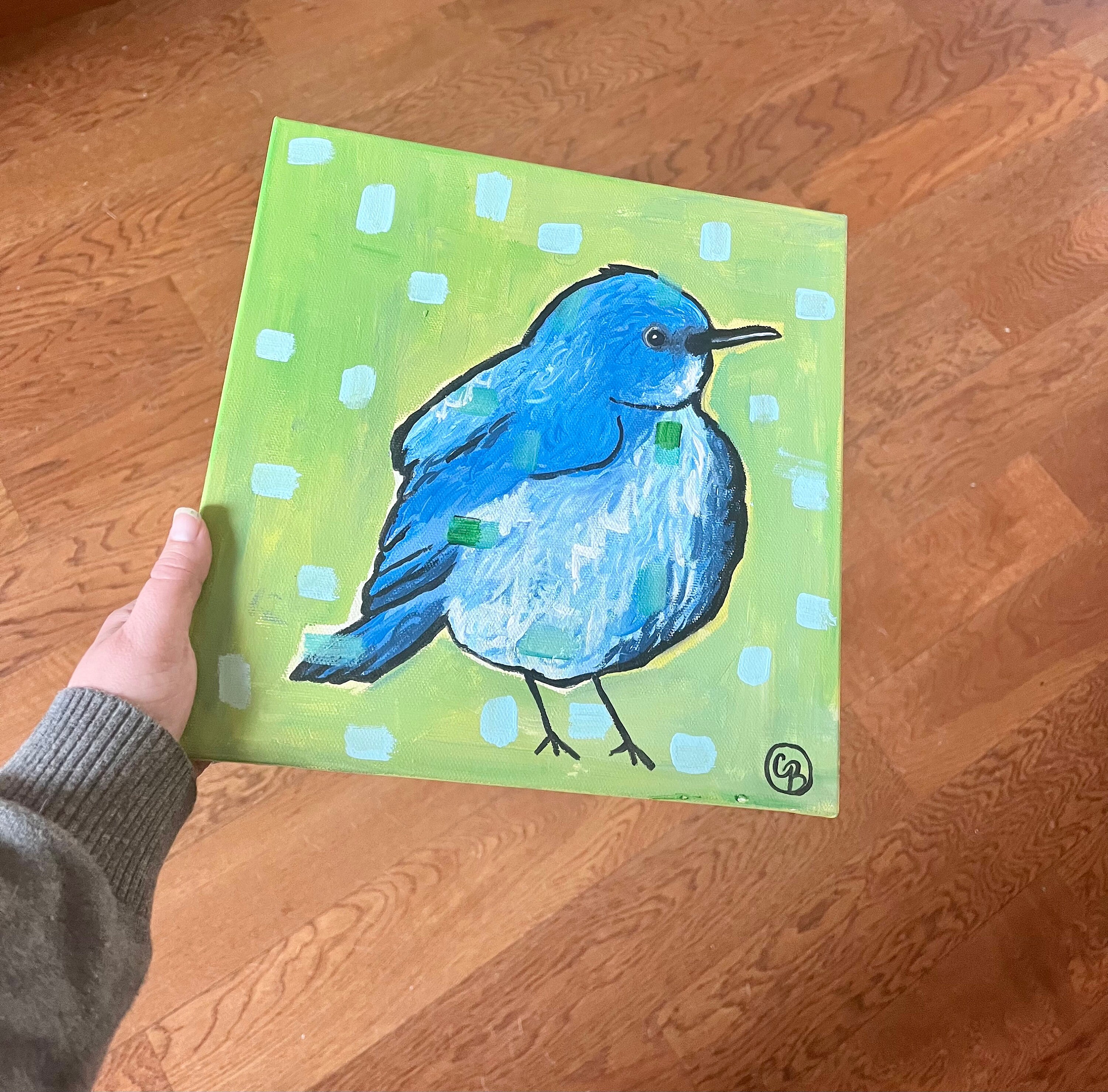 Original Cute Abstract Bluebird - Etsy