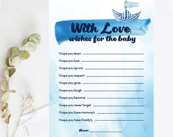 Spel met nautische wensen voor babyshower – Afdrukbaar portemonneespel (pdf)